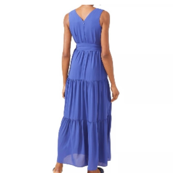 J. McLaughlin Blue Lavinia Tiered Maxi Dress Size 4 Wedding Resortwear Classic - Picture 2 of 14
